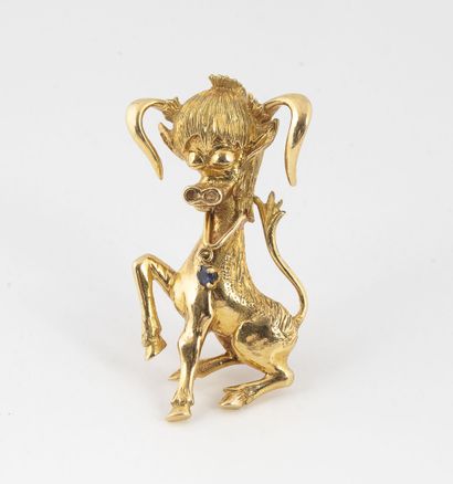Brooch in yellow gold (750) in the shape...