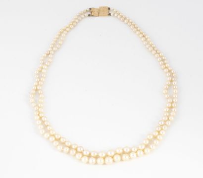 Collier à deux rangs de perles blanches de...