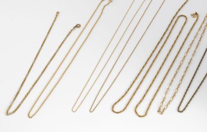 Lot of four yellow gold chains (750) including...