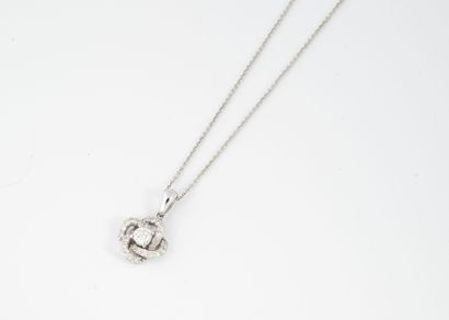 Fine necklace in white gold (750) holding...