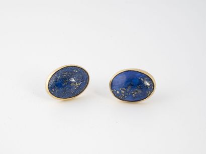 Pair of earrings adorned with oval cabochons...