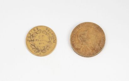 France
Two gold coins : 

- one of 10 Francs,...