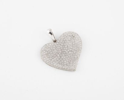 Heart pendant, free form, in white gold (750)...