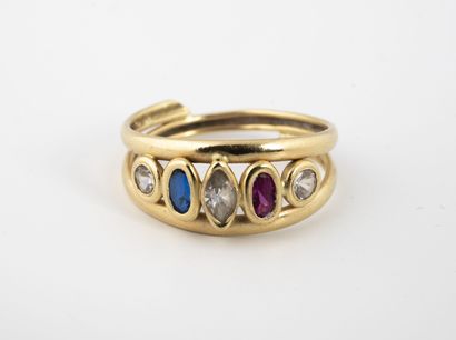 Yellow gold (750) openwork ring set with...