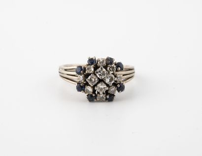 Bouquet ring in white gold (750) and platinum...