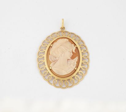 Pendentif en or jaune (750) dans une monture...