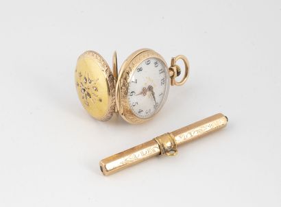 Yellow and rose gold (750) collar watch.

Case...