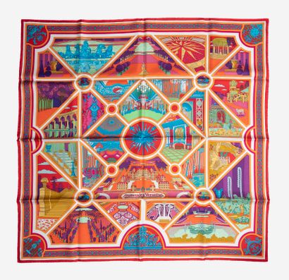 HERMES Paris
Silk twill square printed and...