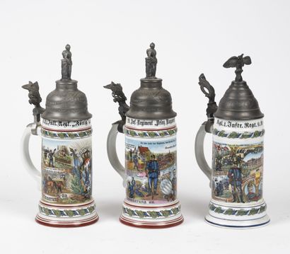 Lot de 3 reproductions de chopes de réserviste...