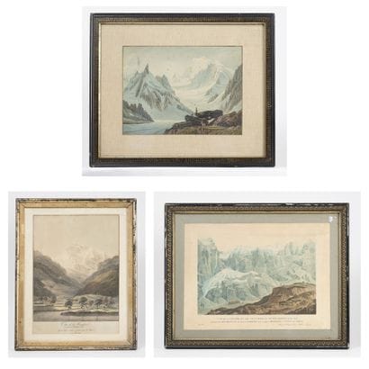 Three colored engravings : 

- View of the...