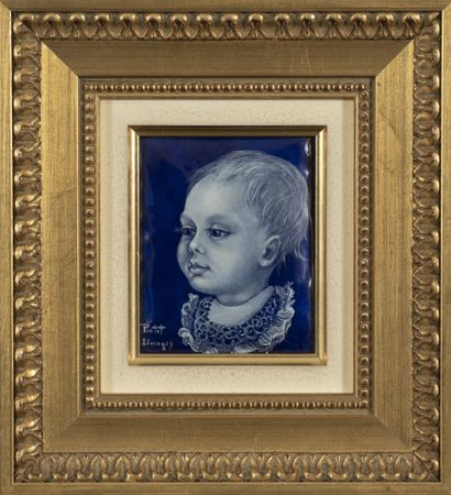 Lot of 6 enamelled copper plates:

- René...