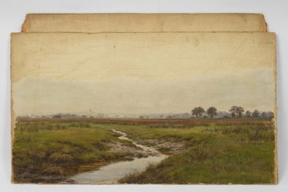 Lot of four various sketches: 

- The herd...