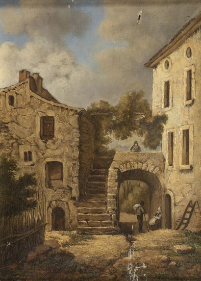 Ecole fin du XIXème ou début du XXème siècle
Courtyard...