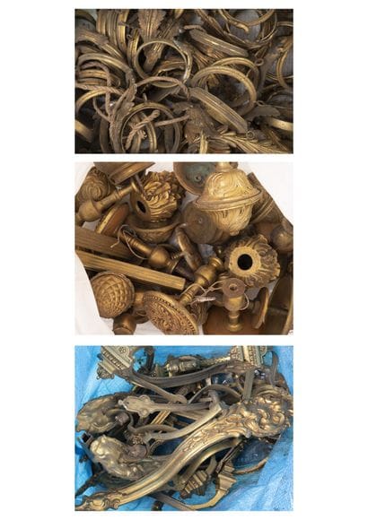 Lot of furnishing elements in bronze or metal,...