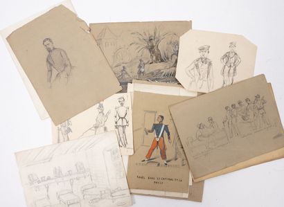ECOLES DU XIXÈME SIÈCLE
Lot of various drawings,...