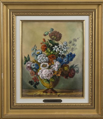 Lot of 6 enamelled copper plates:

- René...