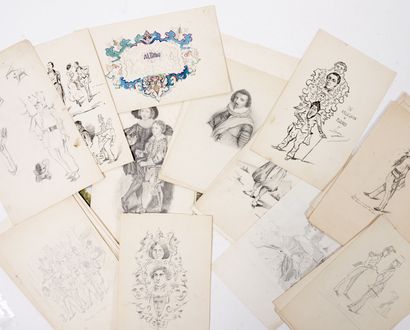 ECOLES DU XIXÈME SIÈCLE
Lot of various drawings,...