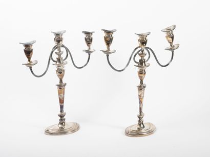 Pair of candelabras with removable bouquet...
