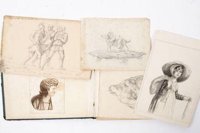 ECOLES DU XIXÈME SIÈCLE
Lot of various drawings,...