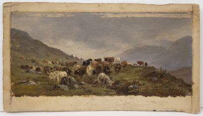 Lot of four various sketches: 

- The herd...