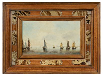 Eugène JACQUET (XIXème-XXème)
Sailboats off...