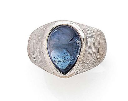 Ring chevalière in white gold 750 thousandths...