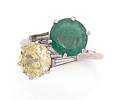 Bague Toi et Moi en or gris (750) et platine...