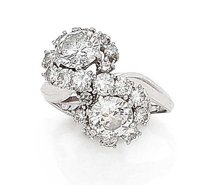 Bague Toi et Moi en or gris (750) et platine...