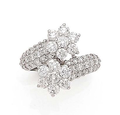 Ring Toi et Moi in white gold (750) with...