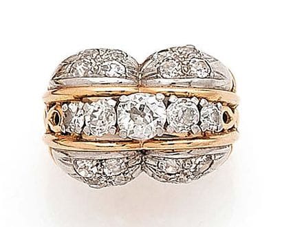 Importante bague jonc ajouré en or jaune...