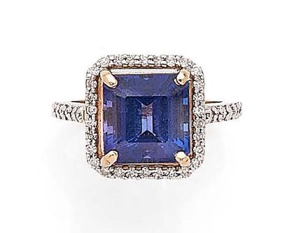 Yellow and white gold (750) ring set with...