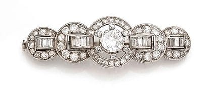 Broche en platine (850) et or gris (750)...