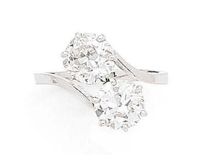 Bague Toi et Moi en or gris 750 millièmes,...