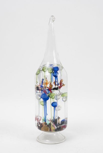 Bottle with ludions.

Glass blown on pedestal...