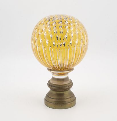 Glass or crystal (?) ramp ball, lined with...