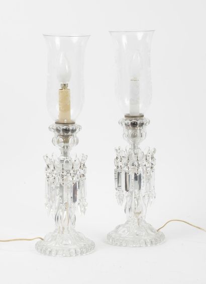 BACCARAT
Pair of cast and engraved crystal...