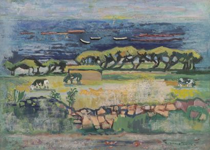 Suzanne TOURTE (1904-1979)
Paysage. 

Gouache...