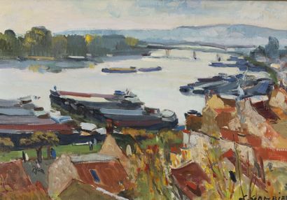 Léon GAMBIER (1917-2007)
Vue de Conflans.

Huile...