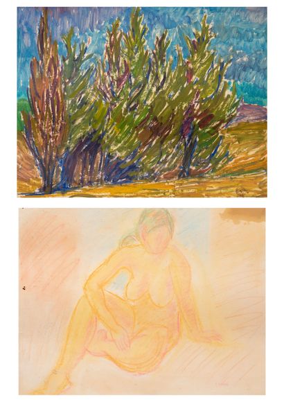 François DIANA (1903-1993)
Nu assis et Paysage...