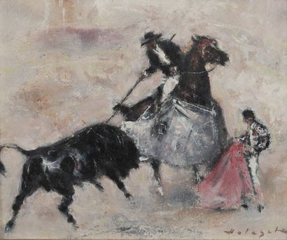 Denis HOLEGET (XXème siècle)
Corrida.

Chevaux.

Huiles...