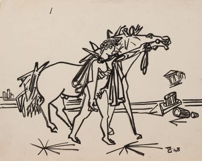 MICHEL CADORET (1912-1985)
Cavaliers et Polynice,...