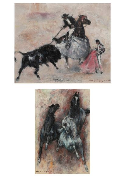 Denis HOLEGET (XXème siècle)
Corrida.

Chevaux.

Huiles...