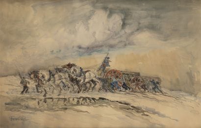 FRANK-WILL (1900-1951)
Cinq chevaux tirant...