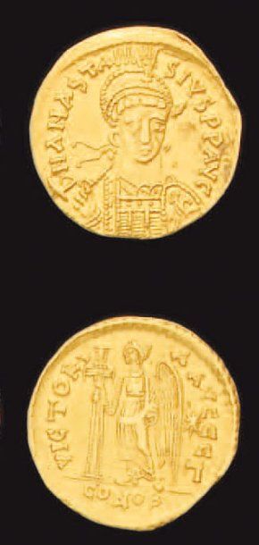 Anastase (491-518) : Solidus : son buste...