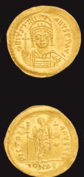 Justinien Ier (527-565) : Solidus : son buste...