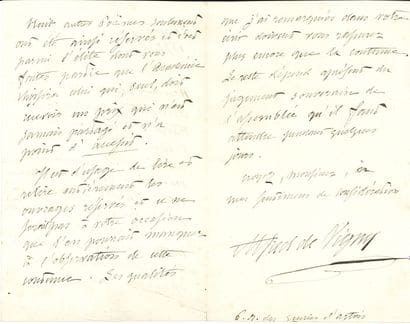 VIGNY Alfred de (1797-1863).

Autograph manuscript,...