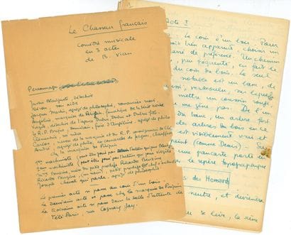 VIAN Boris (1920-1959).

2 autograph MANUSCRIPTS,...