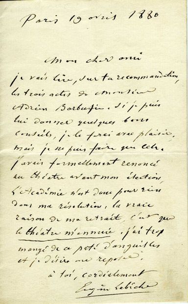 LABICHE Eugène (1815-1888).

4 L.A.S. 
