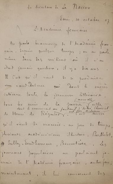 GOURMONT Remy de (1858-1915).

MANUSCRIT...
