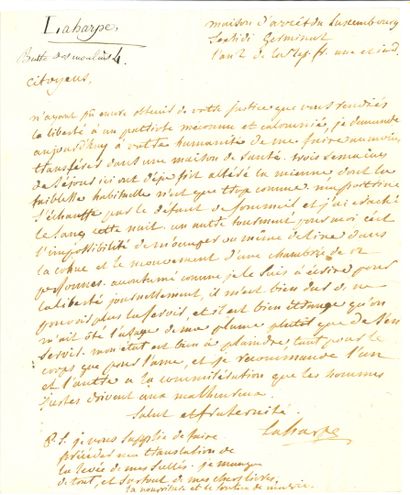 LA HARPE Jean François de (1739-1803) poet,...